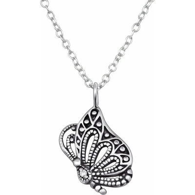 Bijutanki Сребърно Колие с Пеперуда и Камък