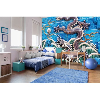 DIMEX ART s. r. o Самозалепваща се флизелинова фототапета стената на драконите бейхай 375 x 250 см
