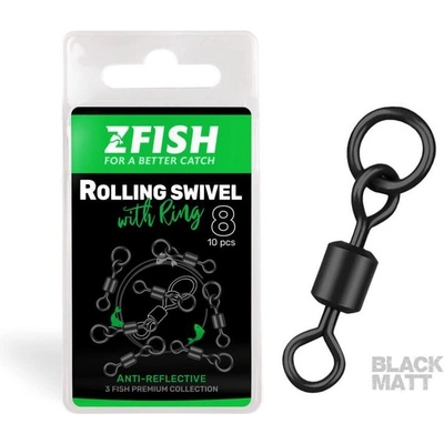 ZFISH Obratlík Rolling Swivel With Ring Black Matt vel. 8 10 ks – Zbozi.Blesk.cz