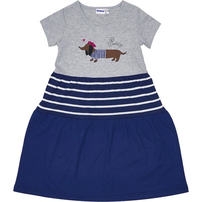 Winkiki dievčenské šaty WKG 91366 šedá / tmavo modrá