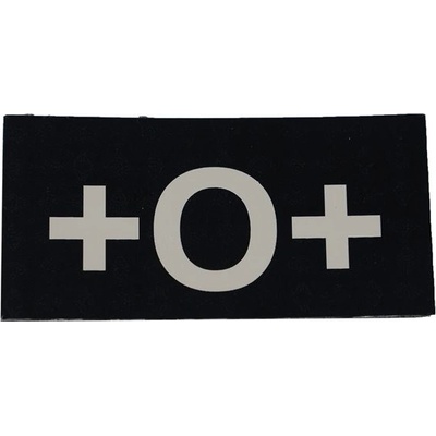 MILITARY RANGE Nášivka IFF IR krevní skupina VELCRO + 0 + ČERNÁ