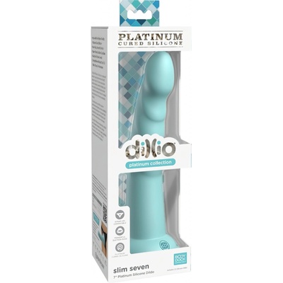Dillio Platinum Slim Seven tyrkysové, dildo s prísavkou 19,7 x 3,6 cm
