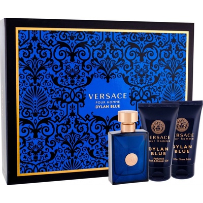 Versace Dylan Blue EDT 50 ml + sprchový gél 50 ml + balzam po holení 50 ml darčeková sada