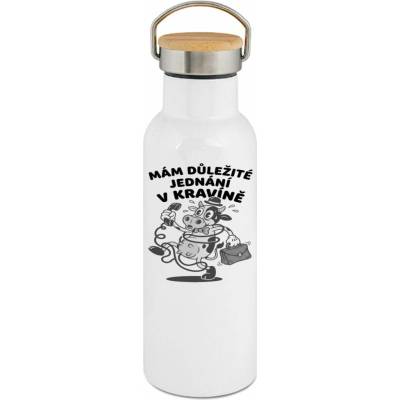 123TRIKO termoska Jednání v kravíně, černý tisk 500 ml