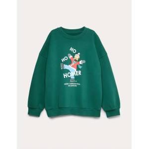 Marks & Spencer Коледна суитшърт The Simpsons с високо съдържание на памук (6-16 години) Marks & Spencer зелена Marks & Spencer | Zelen | Момчешки | 13-14