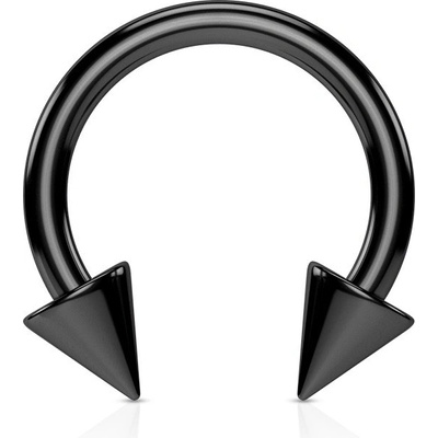 Šperky Eshop ocelový piercing do nosu podkova ukončená špičatými hroty titanový povrch P13.09
