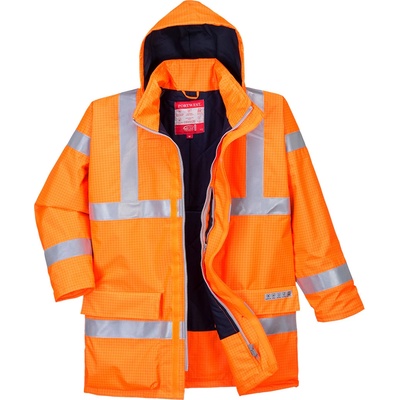 Portwest HI-VIS BIZFLAME S778 / Огнеупорен светлоотразителен дъждобран, антистатичен - HV Orange M (S778ORRM)