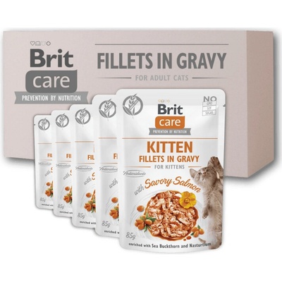 Brit Care Cat Kitten Fillets in Gravy Savory Salmon 24 x 85 g