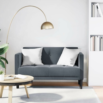 vidaXL Loveseat Sofa 111 cm samet tmavě šedá
