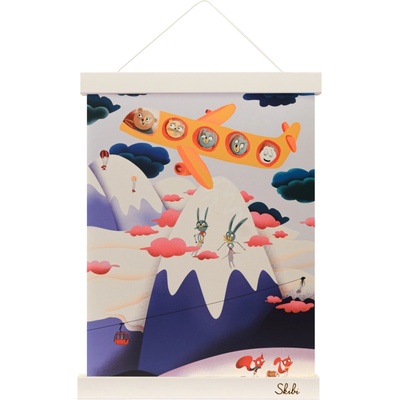 Art print plagát Skibi A4 - Skibi Airlines - biela lišta uni