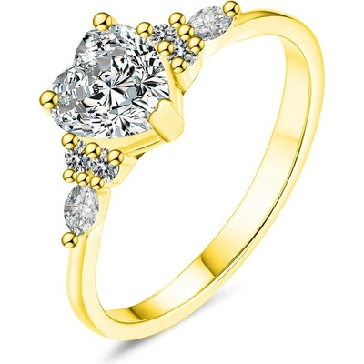 Olivie Stříbrný prsten MOISSANITE SRDCE GOLD 9837