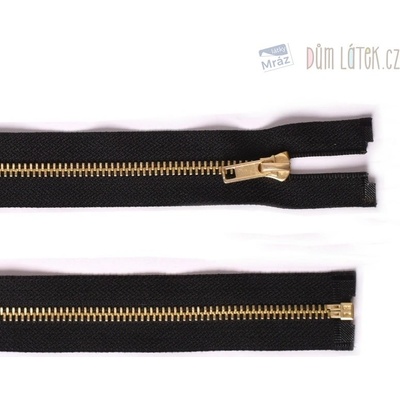 Zip mosadzný deliteľný čierný 70 cm
