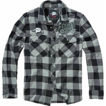 BRANDIT мъжка риза Ozzy Osbourne - Check - BRANDIT - 61040-black_charcoal_ch