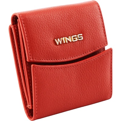 WINGS Kompaktní dámská kožená peněženka s ochranou RFID WINGS ČERVENÁ L