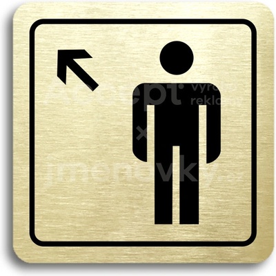 ACCEPT Piktogram WC muži vlevo nahoru - zlatá tabulka - černý tisk