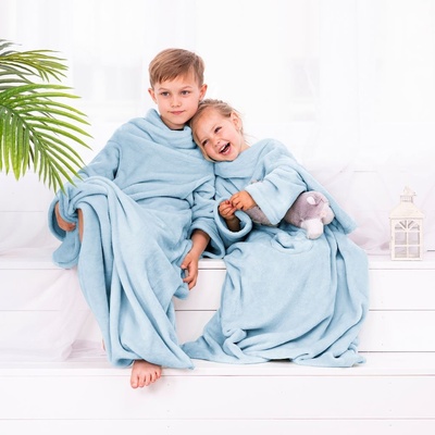 DecoKing Dětská deka s rukávy Lazy světle modrá