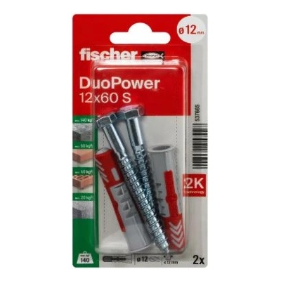 FISHER ДЮБЕЛ fischer 537665 duopower ф12х60мм С ВИНТ 2бр (537665)