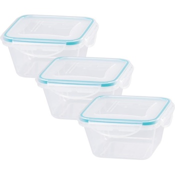 MagicHome Dóza Lunchbox štvorcová Clip 3 ks 0,6 l 13,5 x 13,5 x 7,5 cm