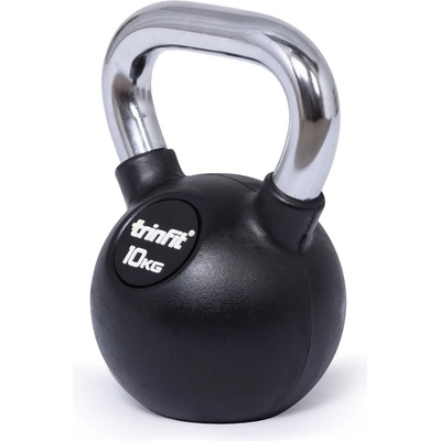TRINFIT Kettlebell kov guma s chrom madlem 10 kg
