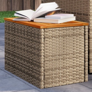 vidaXL Градински масички 2 бр бежови 55x34x37 см полиратан дърво масив (366069)