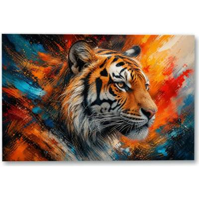 Plakát – Tygr v dynamických barevných tazích 105 × 70 cm Bez rámu Ne Bez rámu
