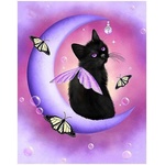  Диамантен Гоблен "Коте-Пеперуда" - 30 x 40 см, Кръгли мъниста