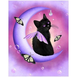 Диамантен Гоблен "Коте-Пеперуда" - 30 x 40 см, Кръгли мъниста