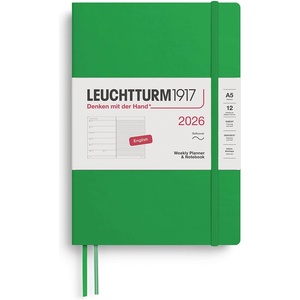 Leuchtturm1917 372678 Weekly Calendar & Notebook Medium (A5) 2026, Softcover, Spring Leaf, English (372678)