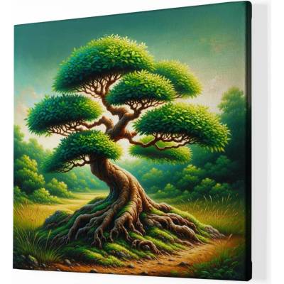 Obraz na plátně - Strom života košatá Bonsai v přírodě FeelHappy.cz Vyberte rozměr obrazu (šířka x výška): 40 x 40 cm