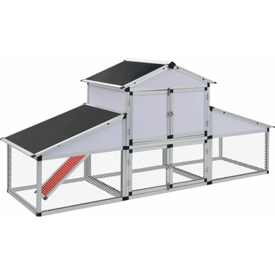 vidaXL Kurník s výběhem a kukaní hliníkový 258 × 74 × 117 cm 9799.41323