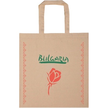 Памучна чанта - натурална с роза (е-16524)