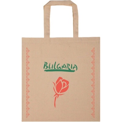 Памучна чанта - натурална с роза (е-16524)