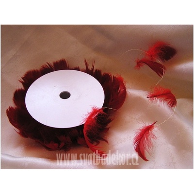 Peří na drátku - červené - 10m – Zboží Dáma