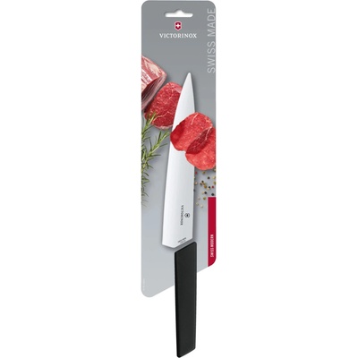 Victorinox 6.9013.22B Swiss Modern tranžírovací nôž, 22 cm, hladká čepeľ, Blister, čierny