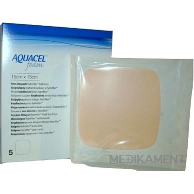 AQUACEL Foam Hydrofiber krytie na rany neadhezívne penové, 15 x 15 cm 5 ks