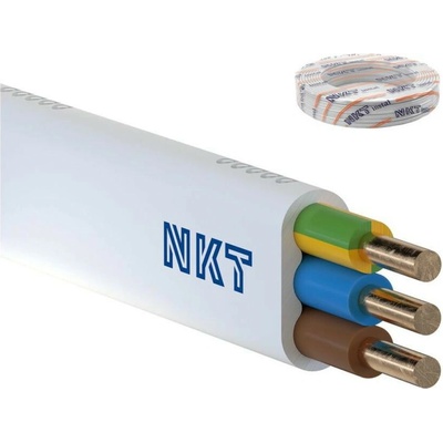 NKT Kábel elektrický drôt plochý YDYp 450/750V 4x1,5mm2 biely 100m
