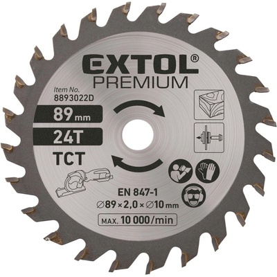Kotouč pilový s SK plátky, ⌀89x1,0x10mm, 24T EXTOL PREMIUM
