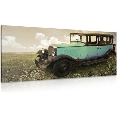 Obraz modré retro auto - 100x50