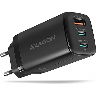 AXAGON ACU-DPQ65, GaN nabíječka do sítě 65W, 3x port (USB-A + dual USB-C), PD3.0/QC4+/PPS/Apple ACU-DPQ65 – Sleviste.cz