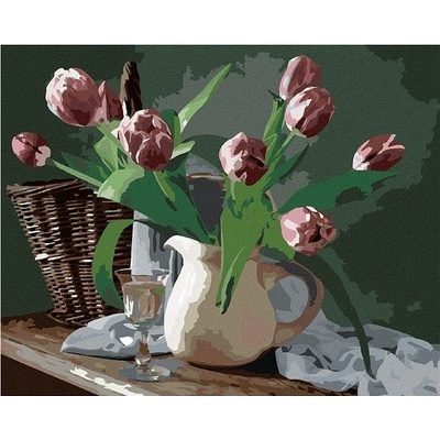 zuty Malování Podle Čísel Tulipány Ve Džbánku 40 x 50 Cm Plátno Rám