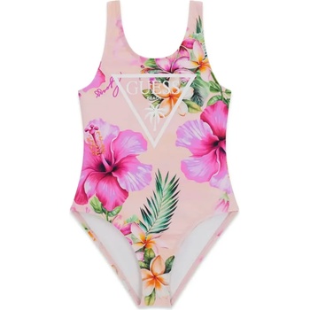 GUESS Цял бански за момиче в розов цвят с цветя Guess