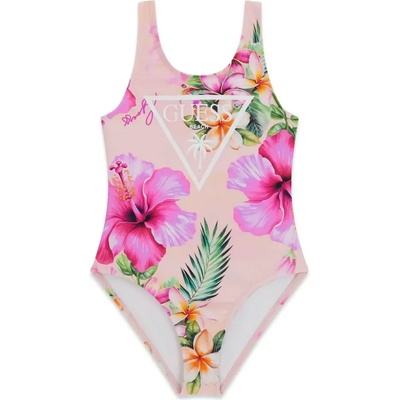 GUESS Цял бански за момиче в розов цвят с цветя Guess