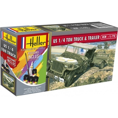 Heller Jeep Willys s přívěsem (Starter Set) 1:72