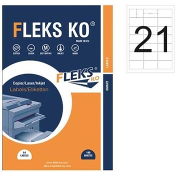 Fleks-Ko Етикети Fleks Ko Бели, обли ъгли, 63.5x38.1 mm A4, 100 л. 21 (520173-11-22055R)