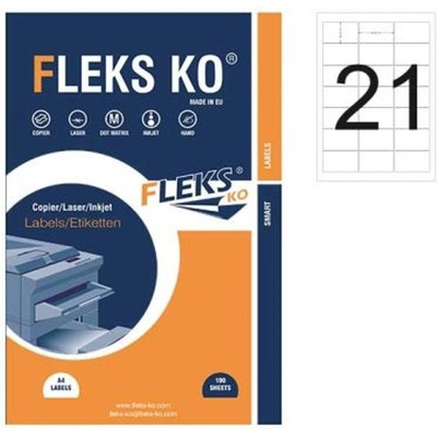Fleks-Ko Етикети Fleks Ko Бели, обли ъгли, 63.5x38.1 mm A4, 100 л. 21 (520173-11-22055R)