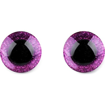 Očička 3D glitrová 2,5 cm, fialovorůžová - 2 ks