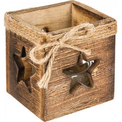 Svietnik drevený na čajové sviečky 7,1x7,1x6,1 cm (ZE-129975BO)