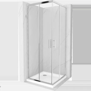 Mexen Rio квадратна душ кабина 80 x 80 см, прозрачна, хром + плосък поддушов (860-080-080-01-00-4010)