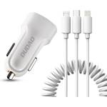 Dudao Зарядно устройство за кола Dudao с 2 порта, 2.4A, 3в1 USB към Lightnin (6970379614556)