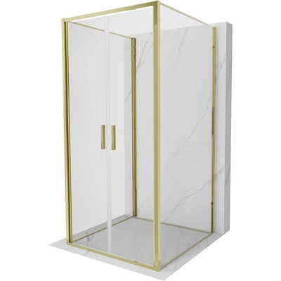 Mexen Exo-3S 3-стенна душ кабина с врата, 100 x 100 см, прозрачна, златна (814-100-100-50-00-3S)